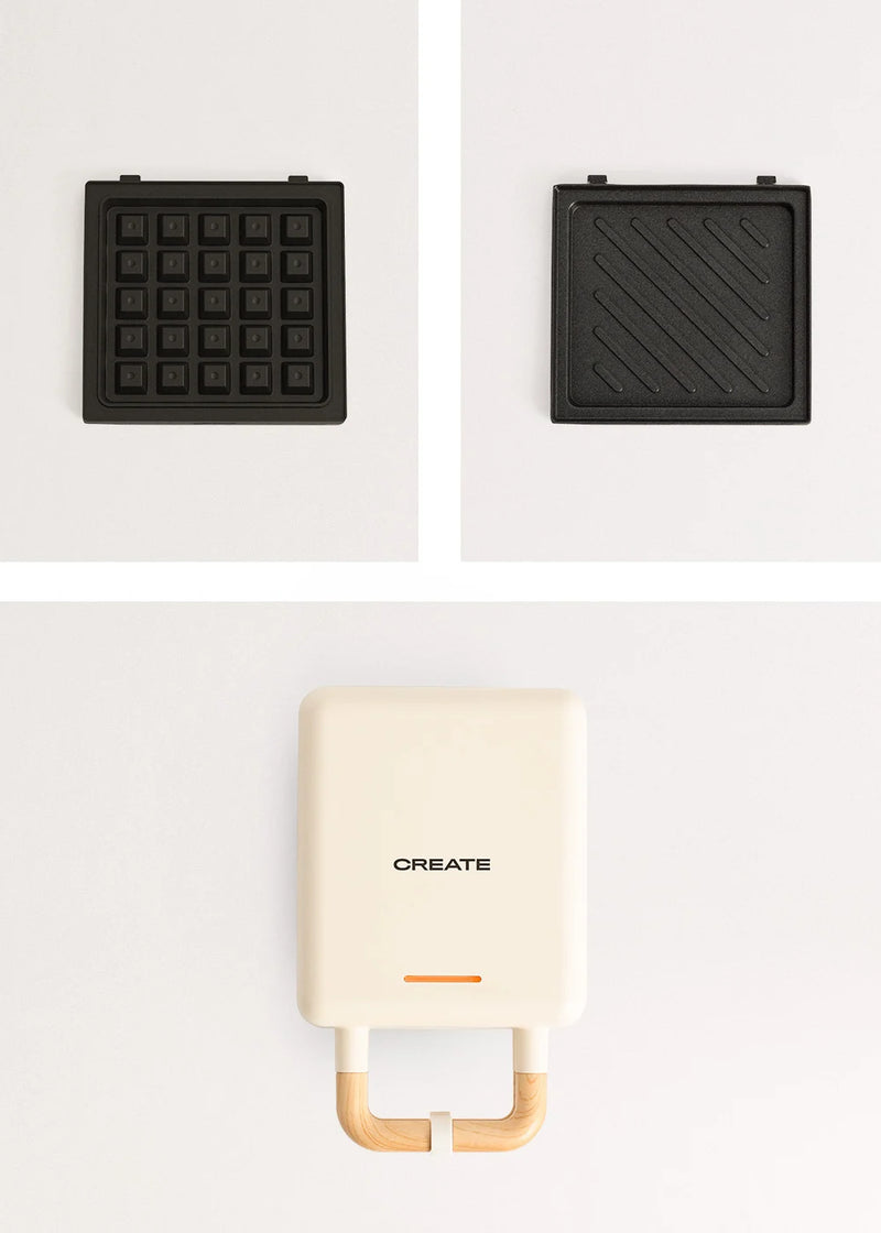 CREATE STONE STUDIO - Sandwichera grill y gofrera de placas intercambiables